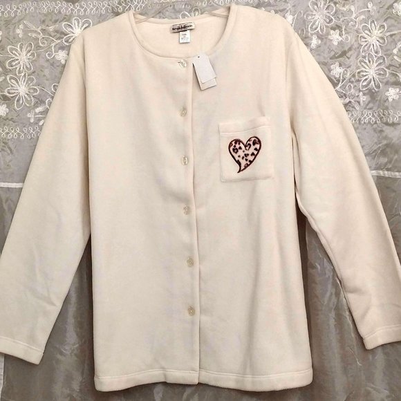 NEW Leopard & Cream Fleece Pajama Set, L - Picture 8 of 12